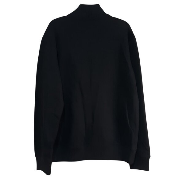 Men Black Button Zip-Front Sweatshirt Ribbed Collar Cuffs Apt 9 XLT - Picture 4 of 8